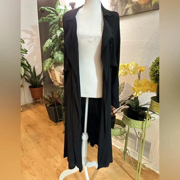 Trouve Black Long Belted Cardigan size M - Picture 3 of 12